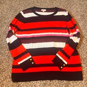 LOFT Outlet Women's XL Striped Knit Sweater Crew Neck‎ Long Sleeve Casual
